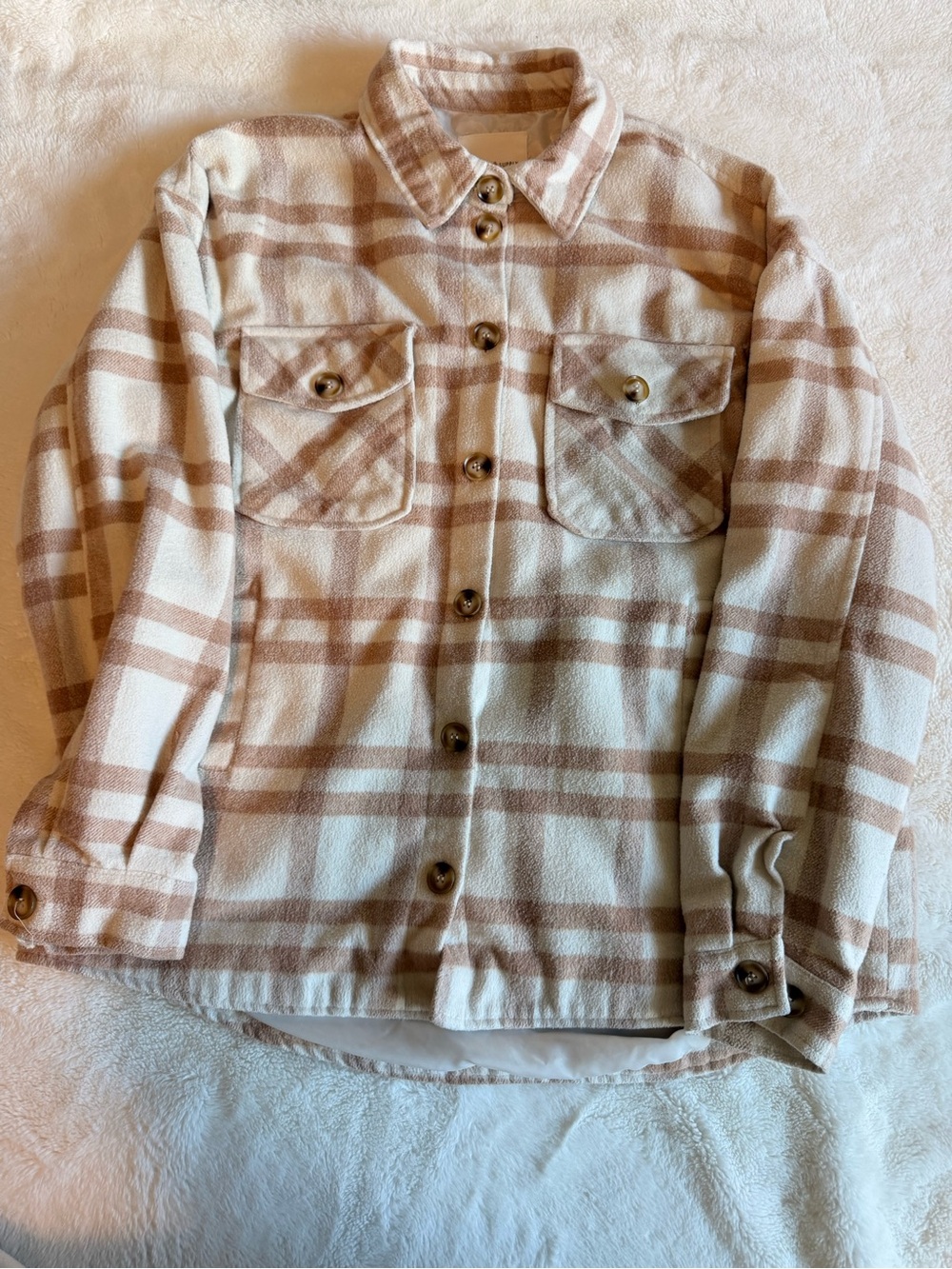Cream and brown plaid jacket